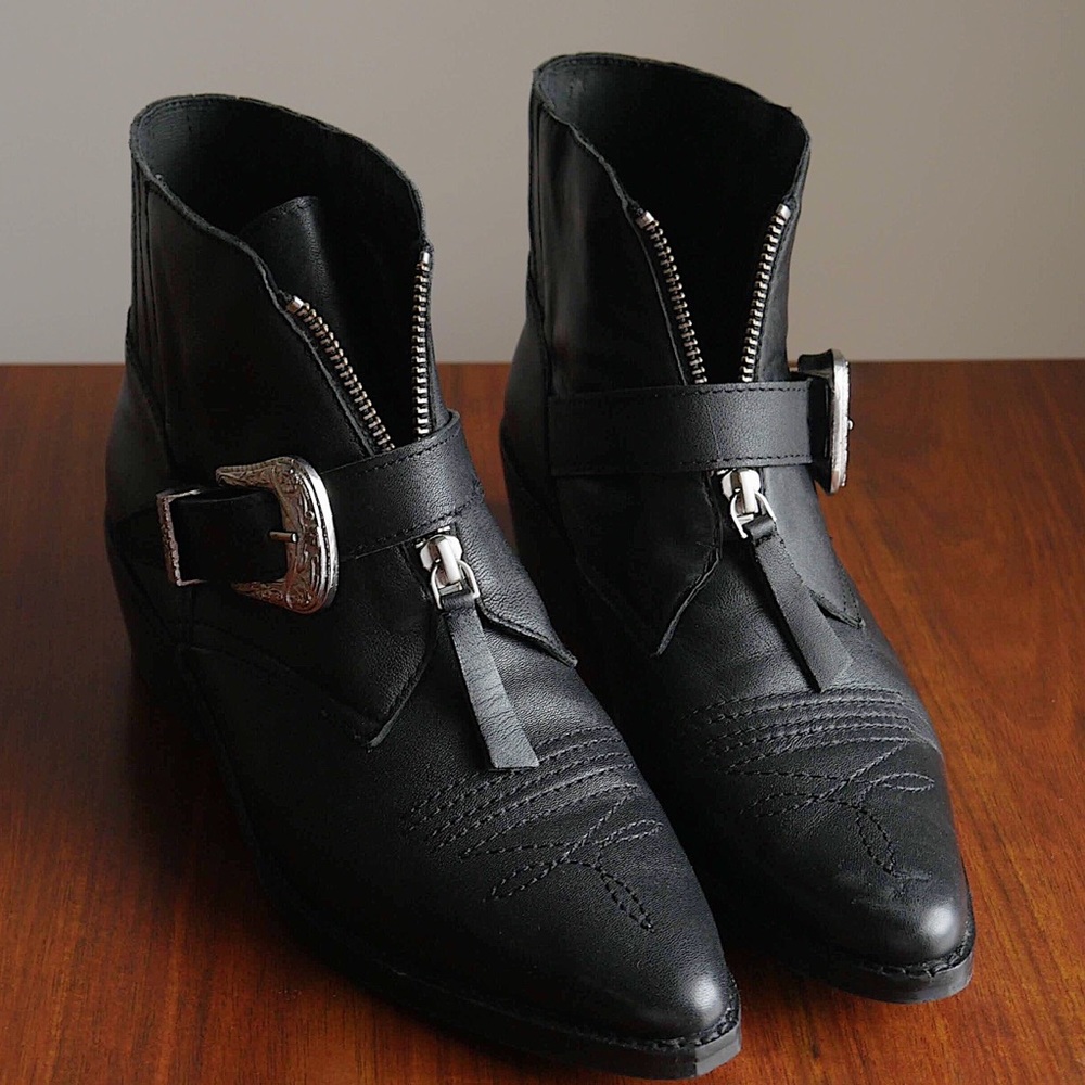 TOPSHOP Soft Leather Zip/Chelsea Boot 38/7.5